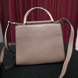 Taupe Structured Satchel with Top Handle